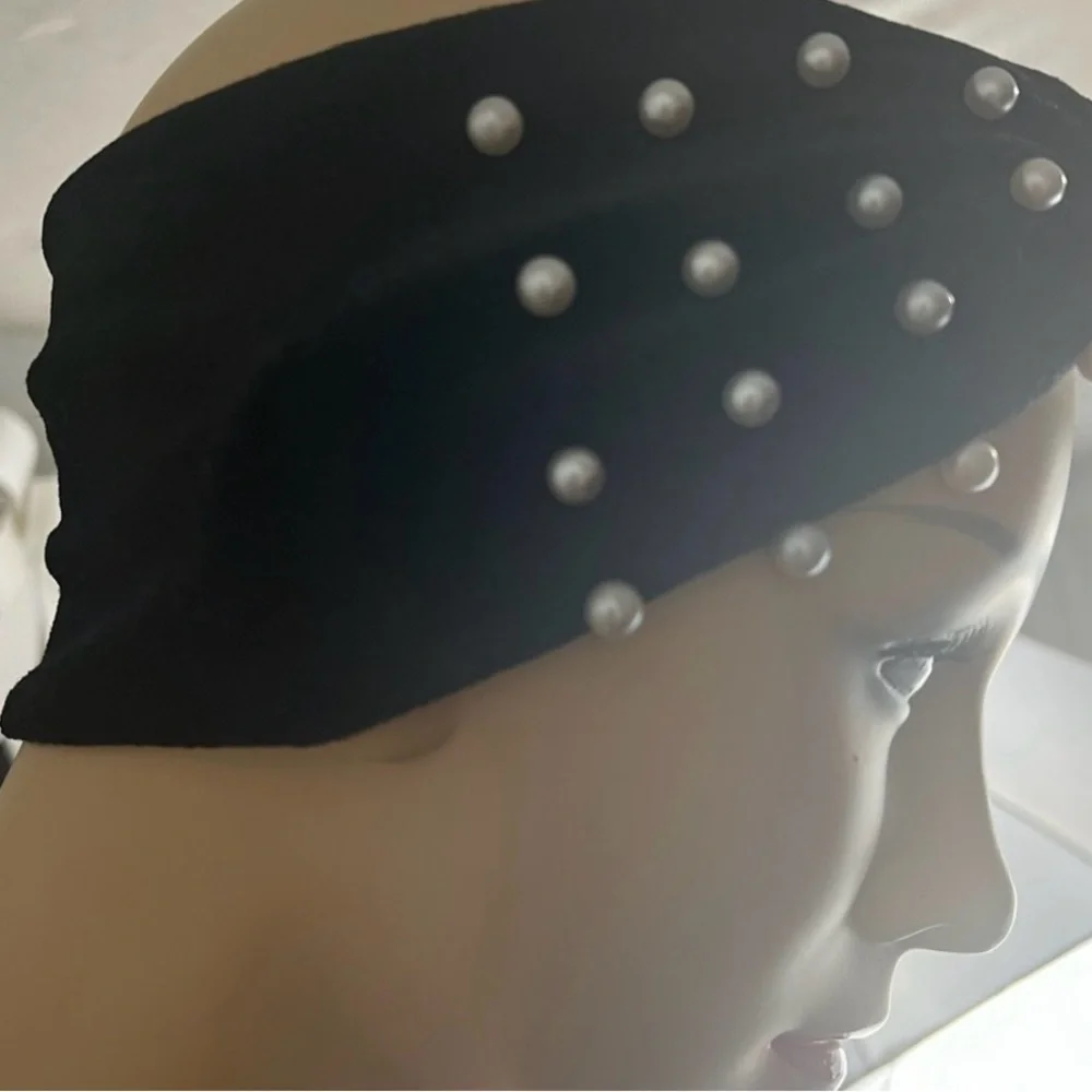 Sophisticated Black Pearl-Studded Headband - Picture 7 of 8